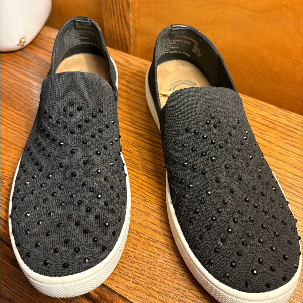 White Mountain Black Textured Slip-On Sneakers